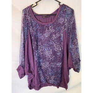 INSPIRED WOMENS PLUS SIZE 2X‎ PURPLE TOP SHIRT BLOUSE SHORT SLEEVE